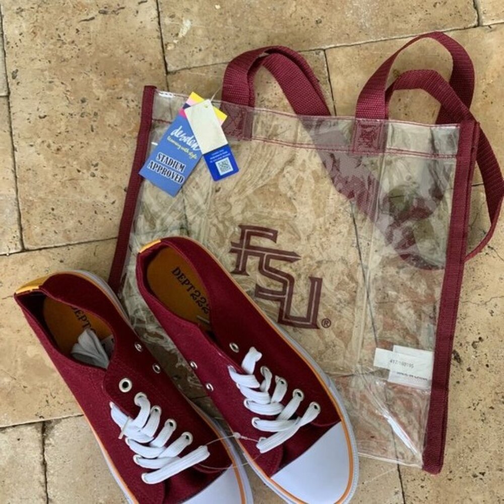 FSU Florida State seminoles bag & Dept 222 red sneakers - 7.5